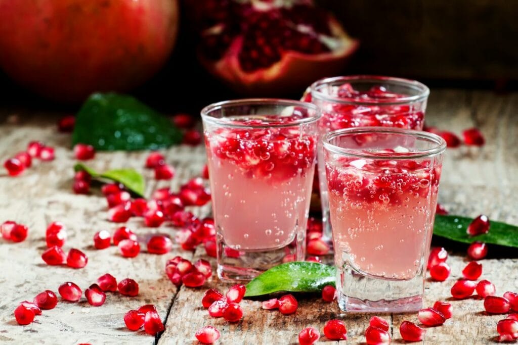 Pomegranate Soda with vodka shots